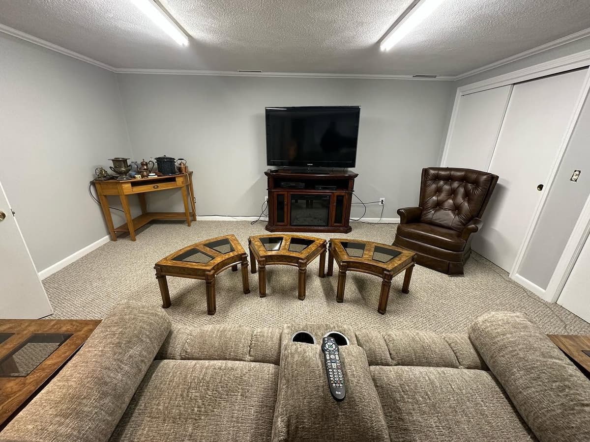 Finished basement renovation by Farley Construction