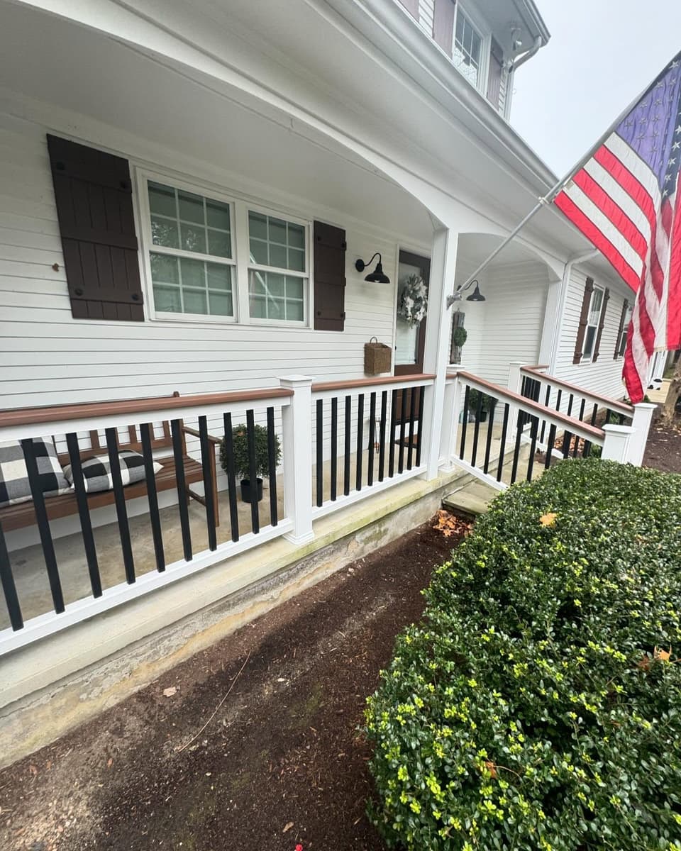 Porch railing built by Farley Construction